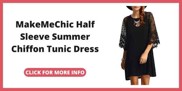 Little Black Dress with Sleeves - MakeMeChic Womens Casual Crewneck Half Sleeve Summer Chiffon Tunic Dress