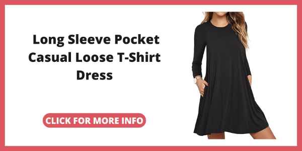 Little Black Dress with Sleeves - Unbranded Womens Long Sleeve Pocket Casual Loose T-Shirt Dress