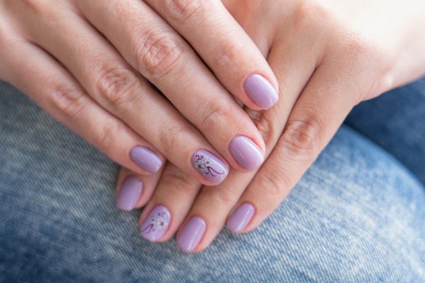 simple nail designs for short nails - Floral Manicure