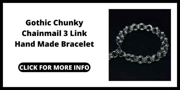 Best Chainmail Bracelets on Etsy - BlackHeartsJewellery Gothic Chunky Chainmail 3 Link Hand Made Bracelet