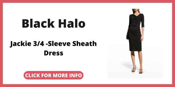 Little Black Dress to a Wedding - Black Halo – Jackie 3/4 -Sleeve Sheath Dress