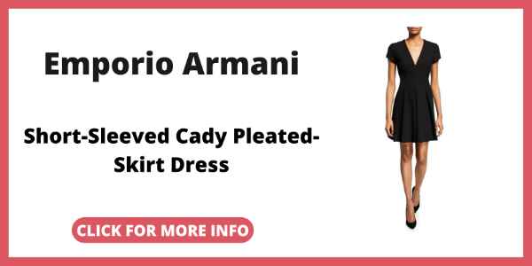 Little Black Dress to a Wedding - Emporio Armani – Short Sleeved Cady Pleated-Skirt Dress