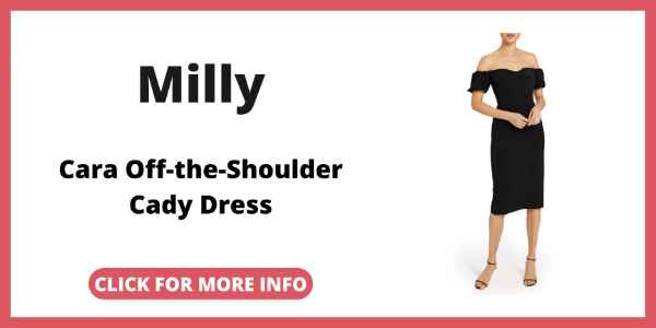 Little Black Dress to a Wedding - Milly – Cara Off-the-Shoulder Cady Dress